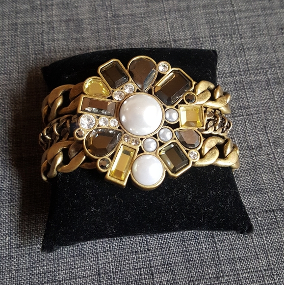 Lia Sophia Jewelry - Lia Sophia Rhinestone Pearl Gold 3 Link Chain